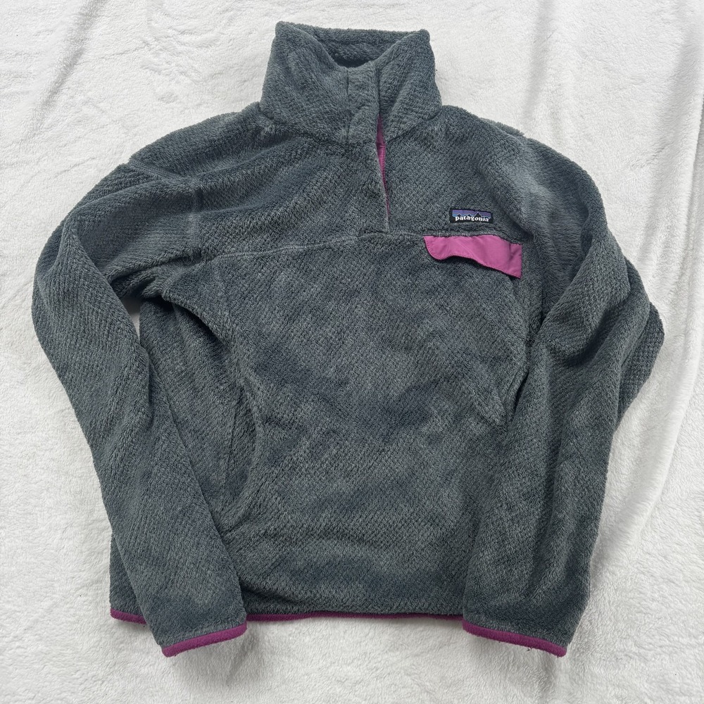Patagonia Pullover Sweater Womens Small Gray Purple Polartec Fleece Thermal Pro